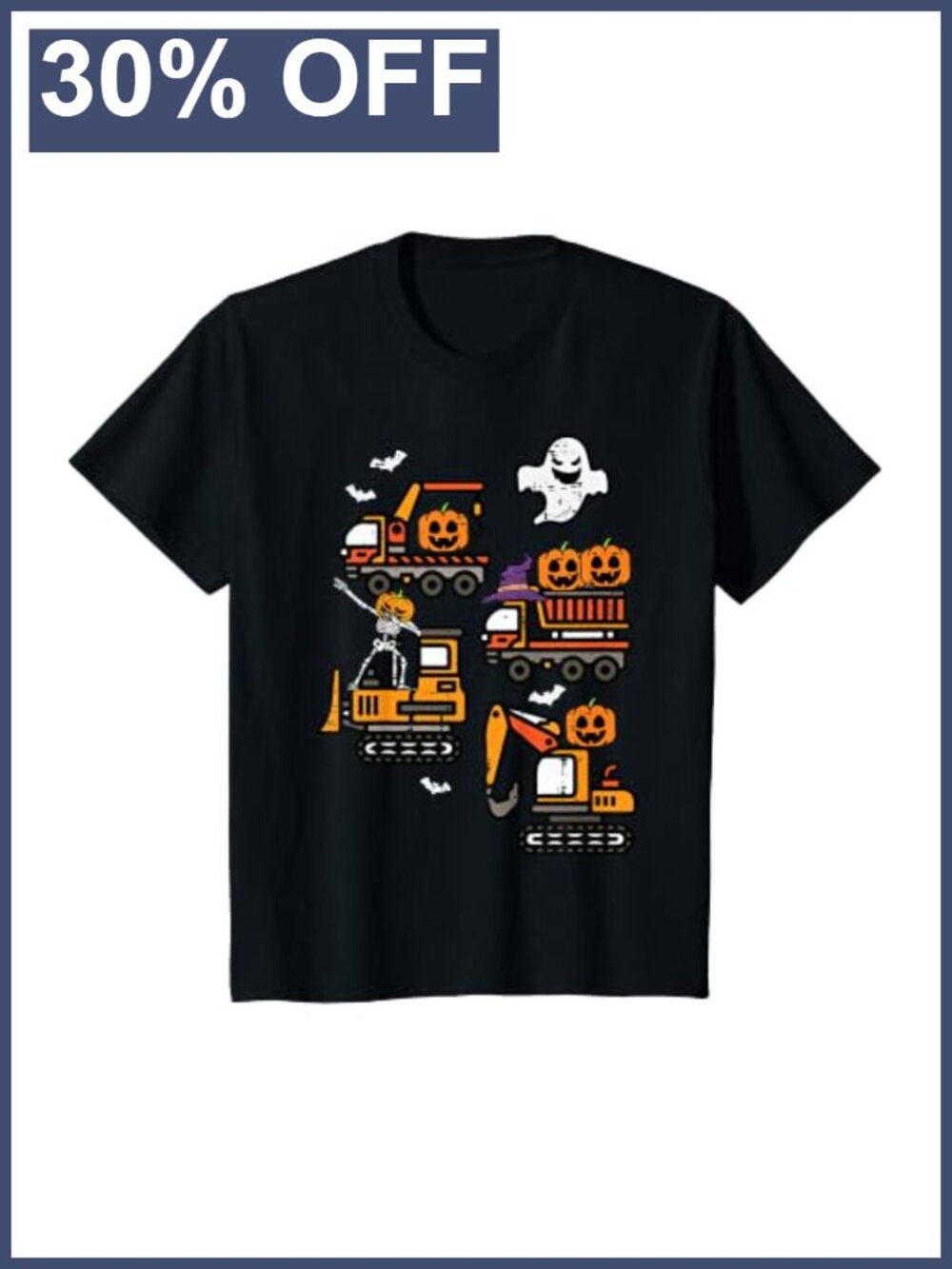 Boys Spooky Construction Trucks Halloween T-Shirt